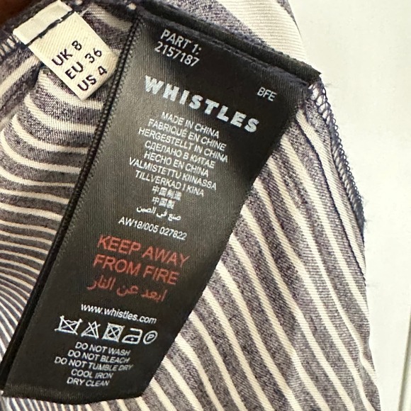 Whistles Blue & White Striped Button Front Midi Shirt Dress Size 4 - Picture 6 of 7